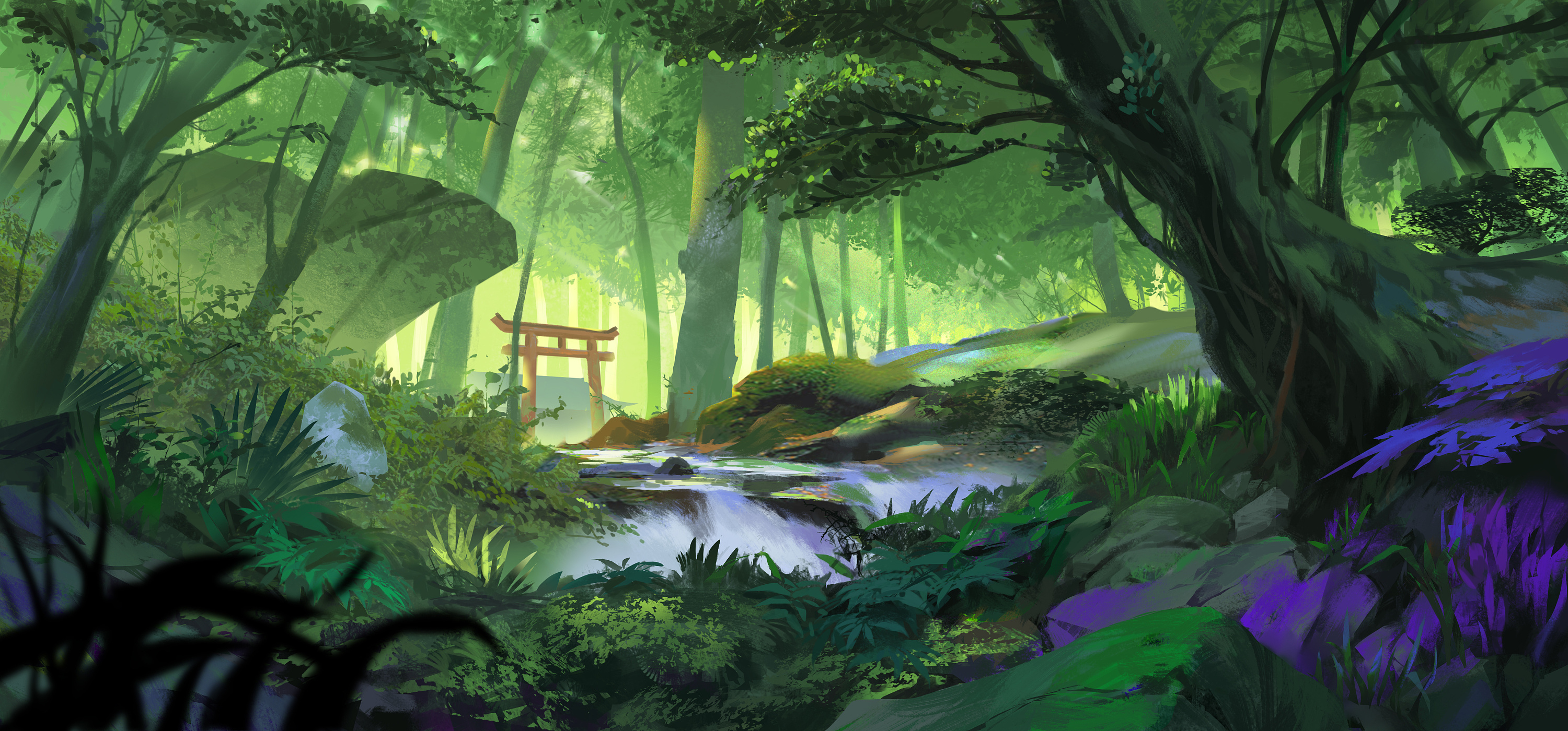 森林(时间变化)|插画|游戏原画|jiahong_lun - 原创