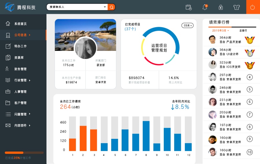 OA自动化办公后台管理系统|移动设备\/APP界面