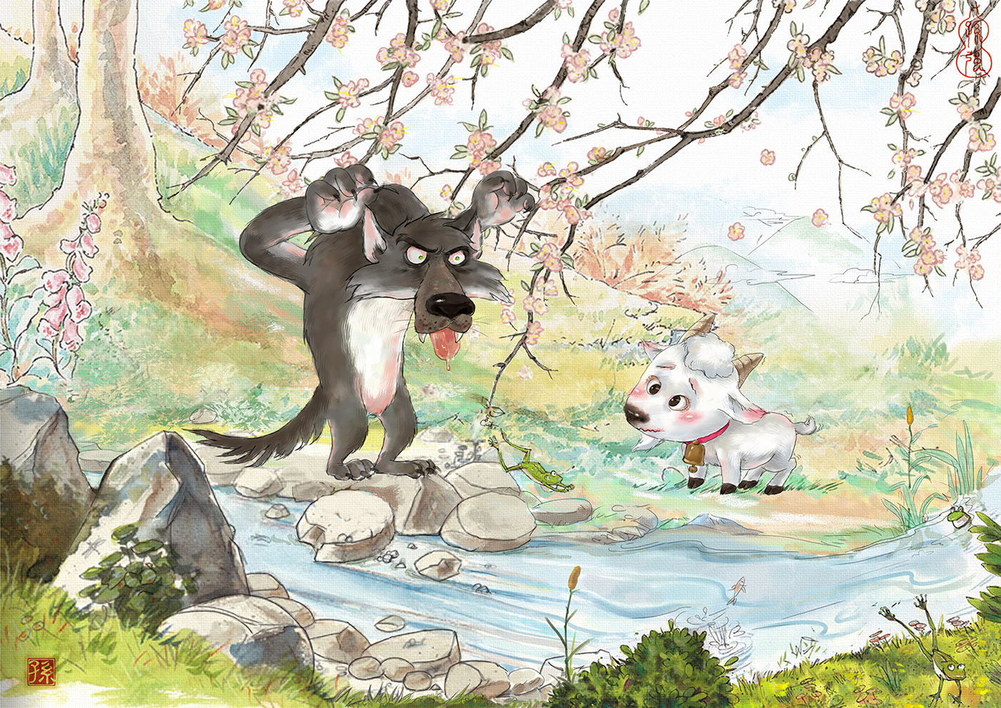 儿童绘本故事《狼和小羊》|插画|儿童插画|拓扑万 - 原创作品 - 站酷 (ZCOOL)