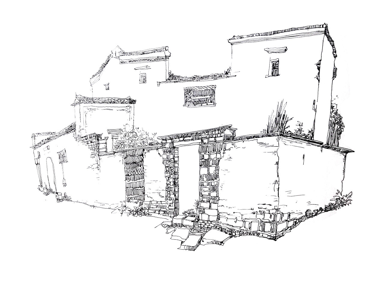 工程图 户型 户型图 简笔画 平面图 手绘 线稿 1280_960