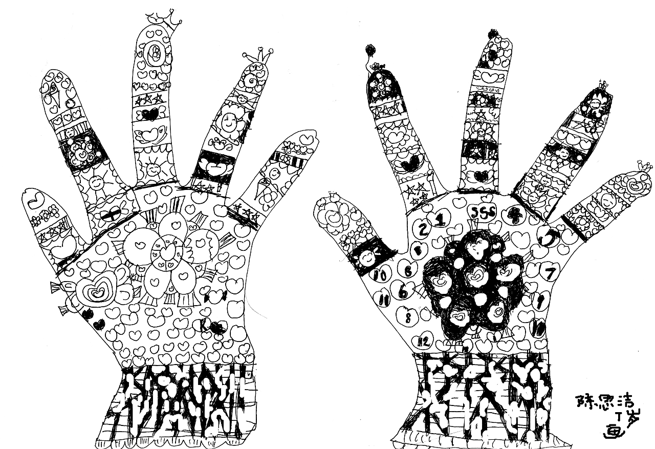 学生黑白花手套装饰画|插画|商业插画|一丘 - 原