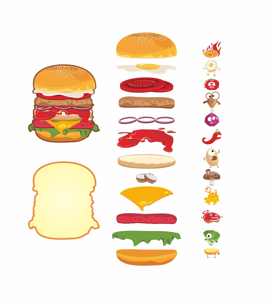 垃圾食品小怪物入侵人体|图形\/图案|平面|歪米粒