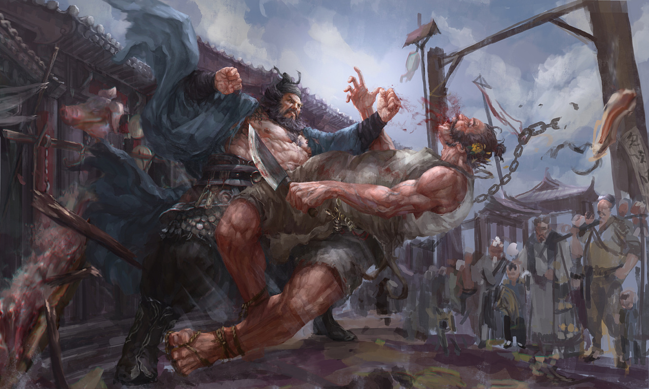 鲁提辖拳打镇关西|插画|商业插画|张墨一 - 原创作品 - 站酷 (ZCOOL)