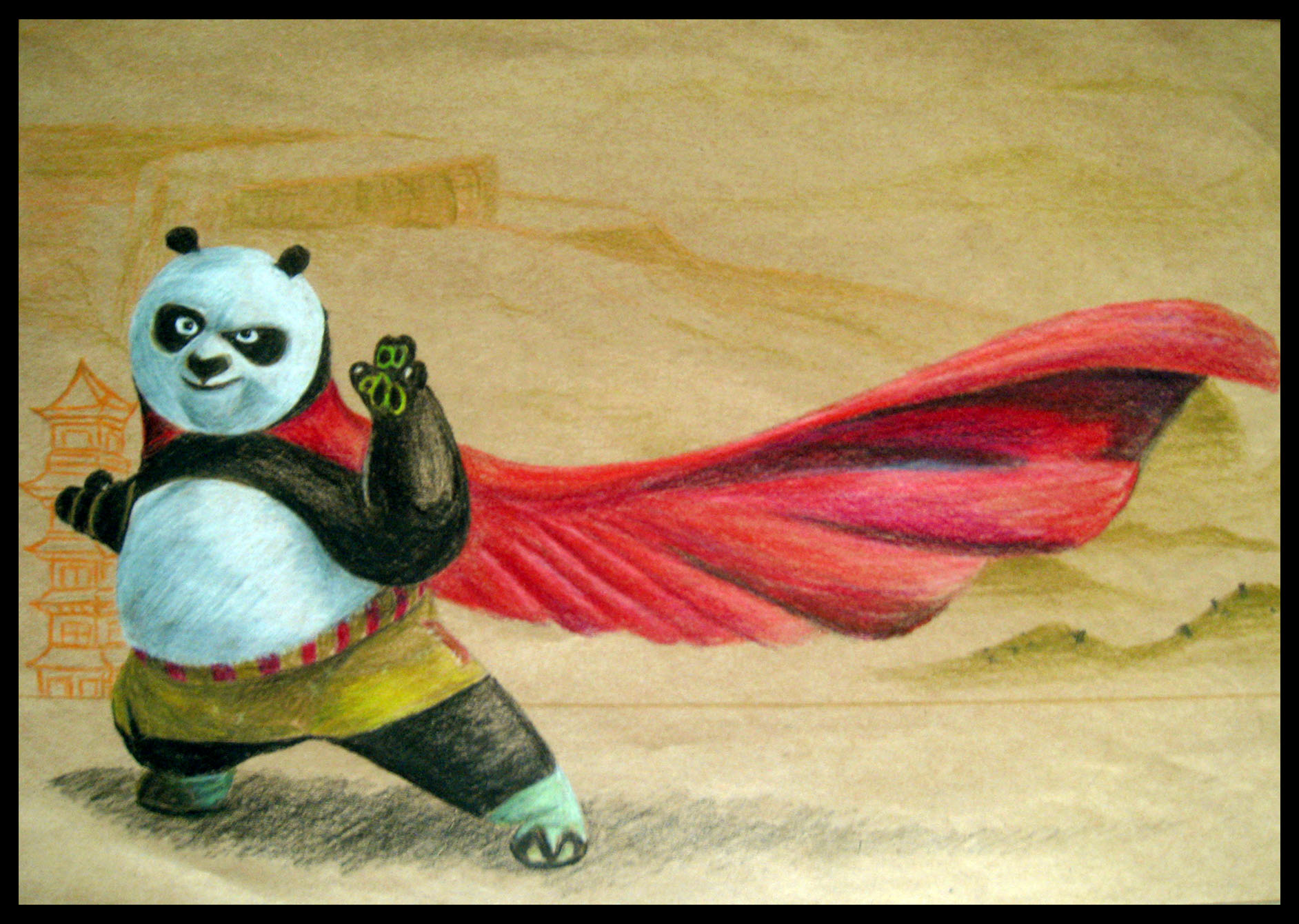 功夫熊猫----彩色铅笔画