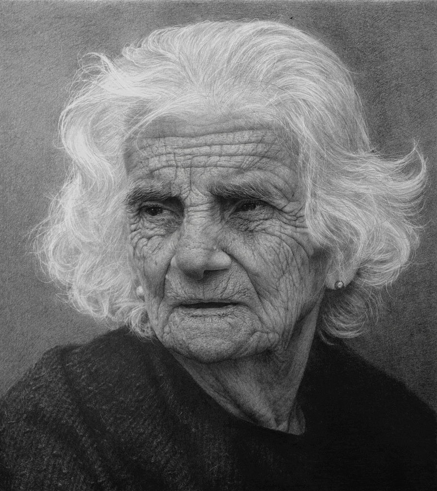 超写实老人头像过程|素描|纯艺术|反光 - 原创设
