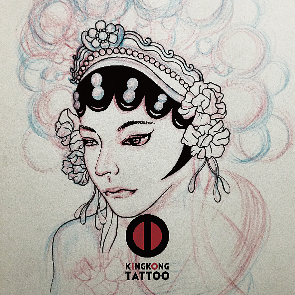 原创手绘中国风脸谱花旦纹身手稿|手工艺|其他手工|金刚彳亍 - 原创作品 - 站酷 (ZCOOL)