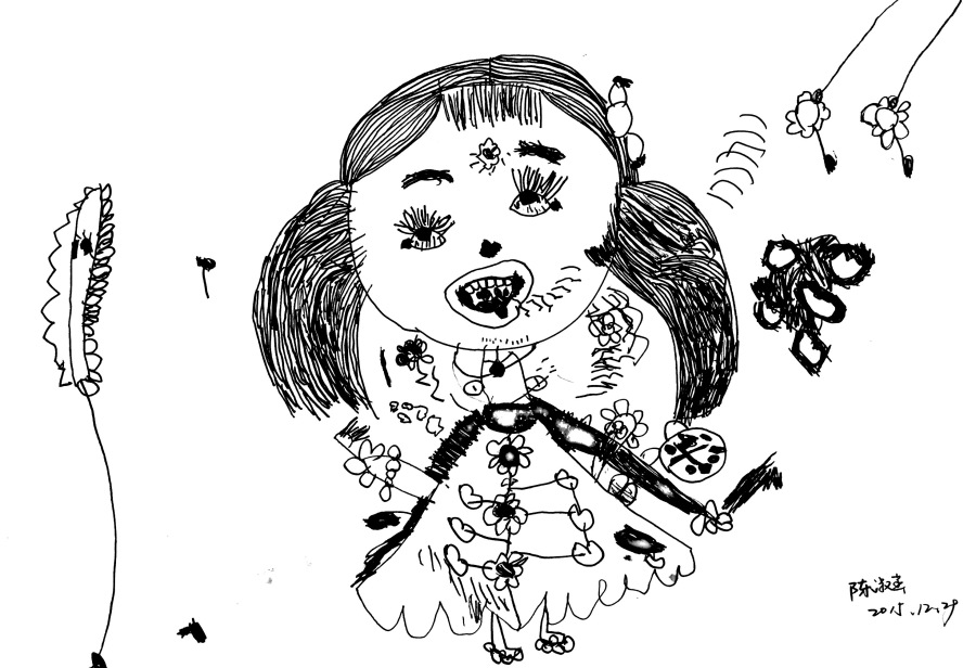 三岁半到四岁小孩的绘画成长记录--一步一个脚