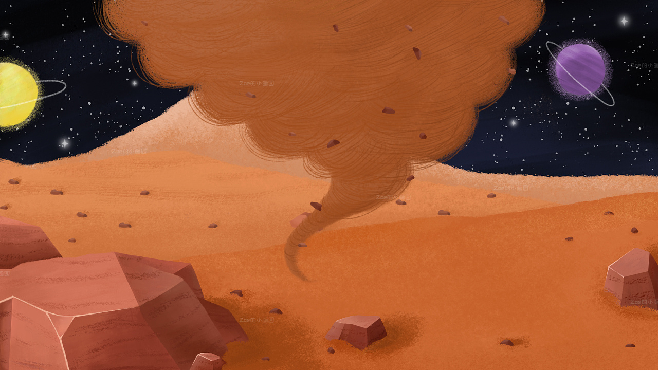 宇宙系列场景(火星|插画|儿童插画|zoe的小画园 原创作品 站酷