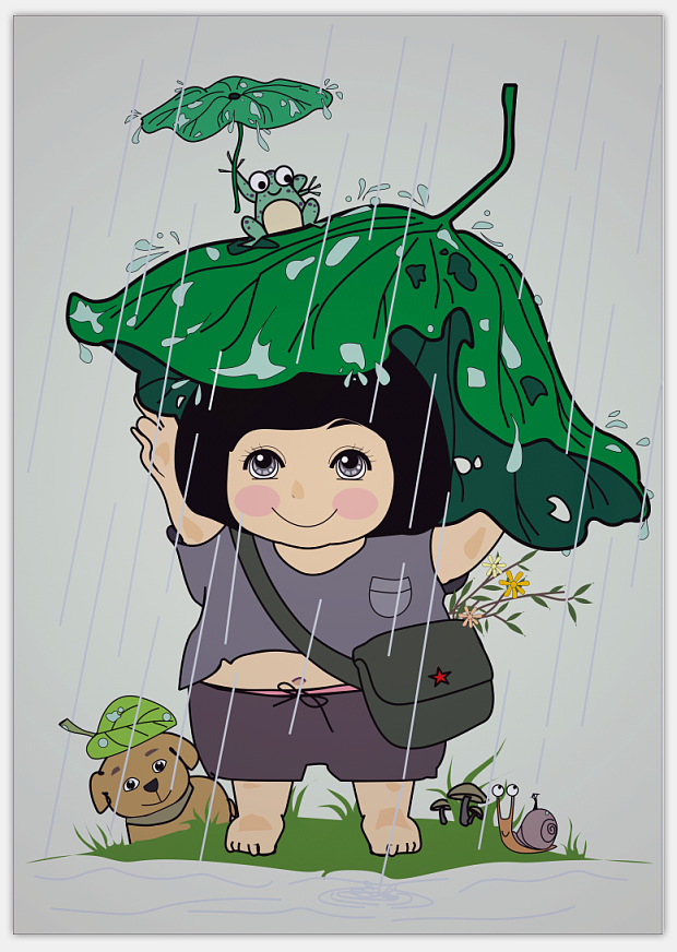 下雨天卡通插画