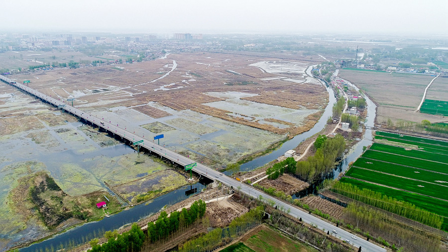 河北省保定市安新县:白洋淀大桥(无人机航拍)|