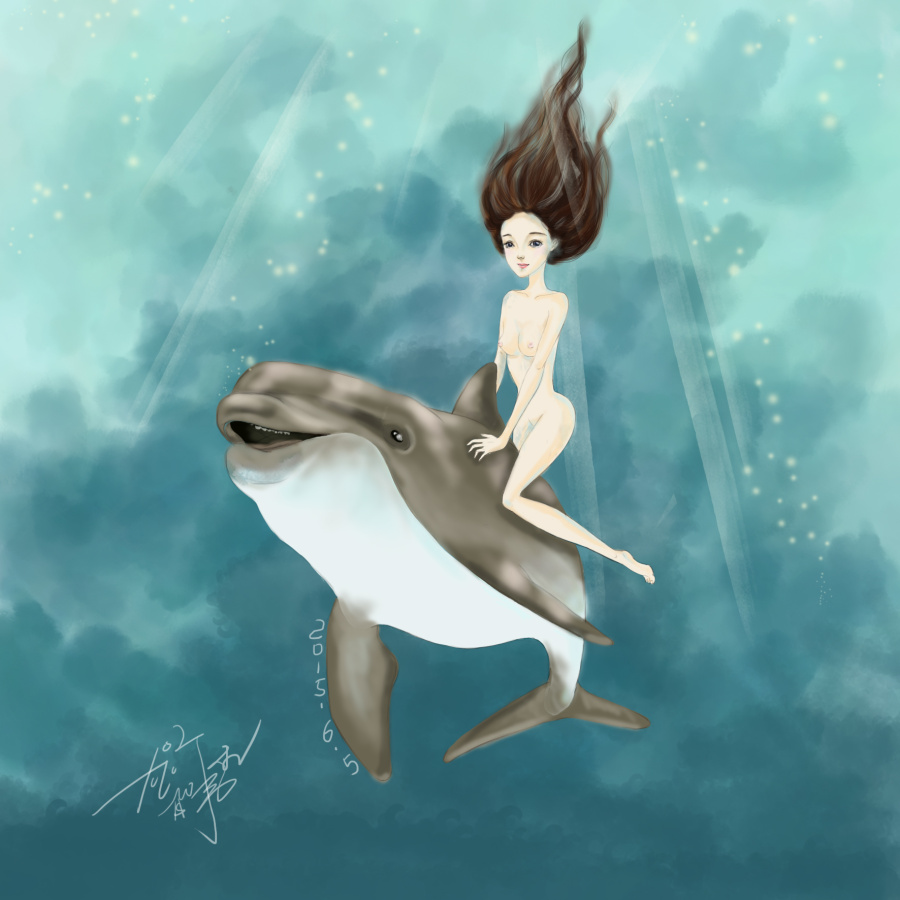 海豚少女|绘画习作|插画|闻wen0711 - 原创设计