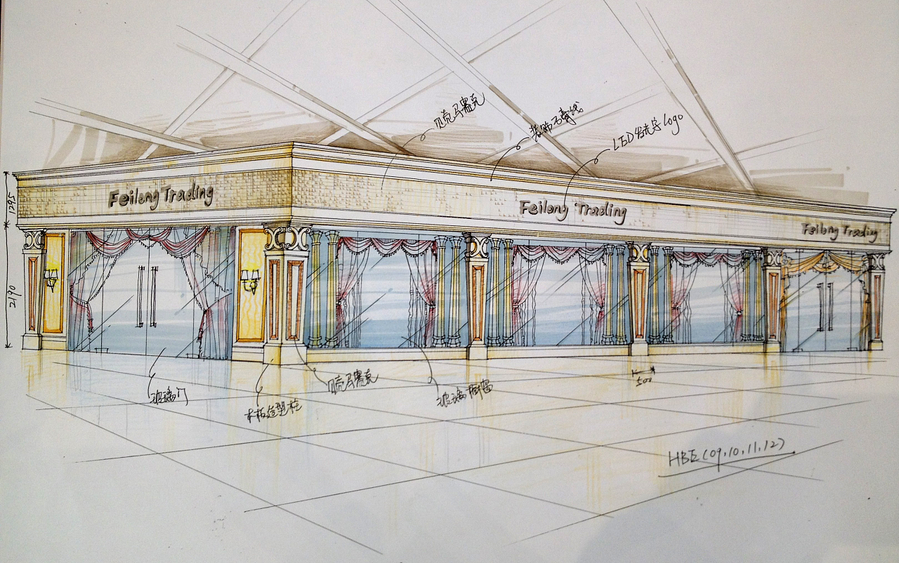 迪拜 商场店面设计 手绘设计方案|空间|展示设计