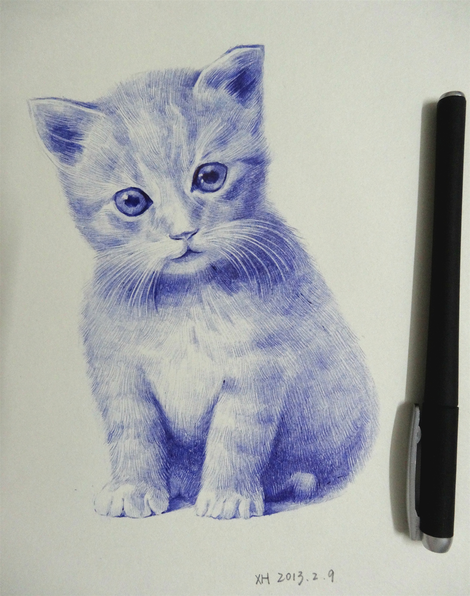 小猫(圆珠笔画)