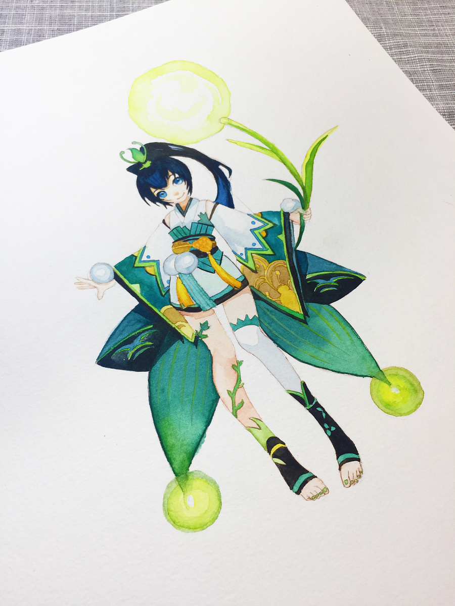 水彩手绘--阴阳师 莹草|水彩|纯艺术|蒲之未落 - 原创设计作品 - 站酷 (ZCOOL)