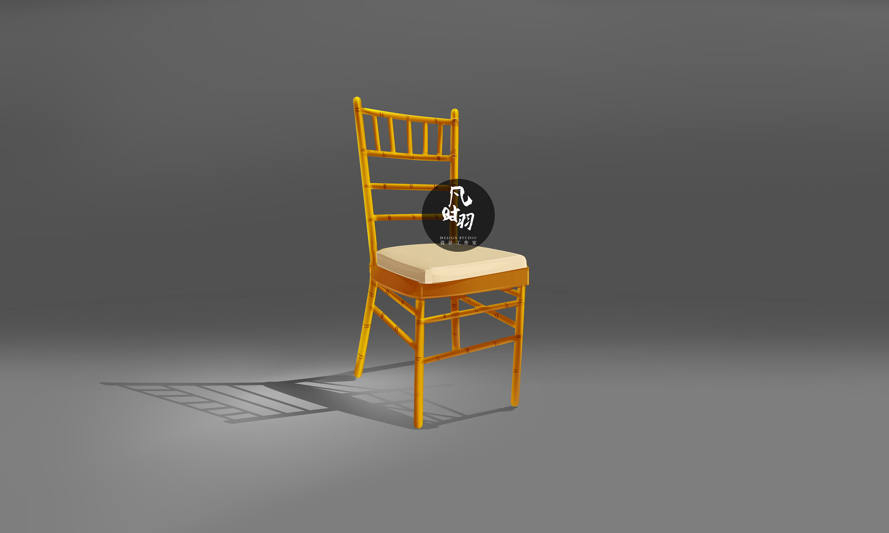 婚礼电脑手绘单品小课堂 - 金色竹节椅