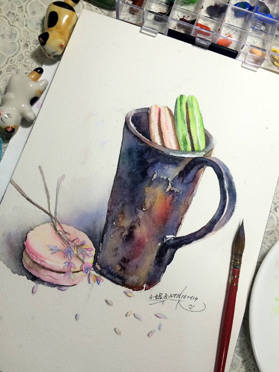 小妮子水彩手绘|绘画习作|插画|大头妹子 - 原创