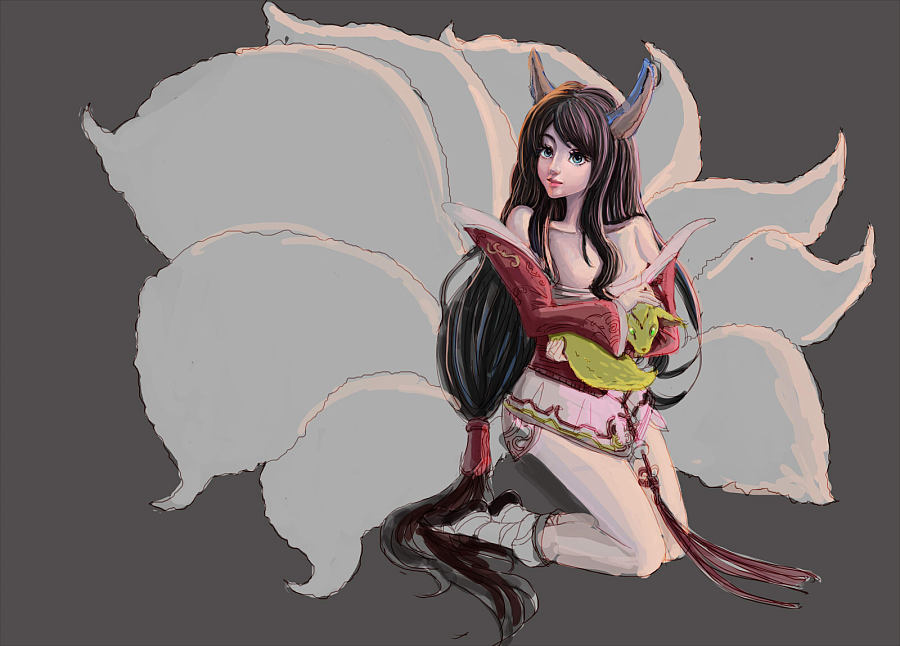 LOL 九尾狐插画制作过程 练习作品|绘画习作|插