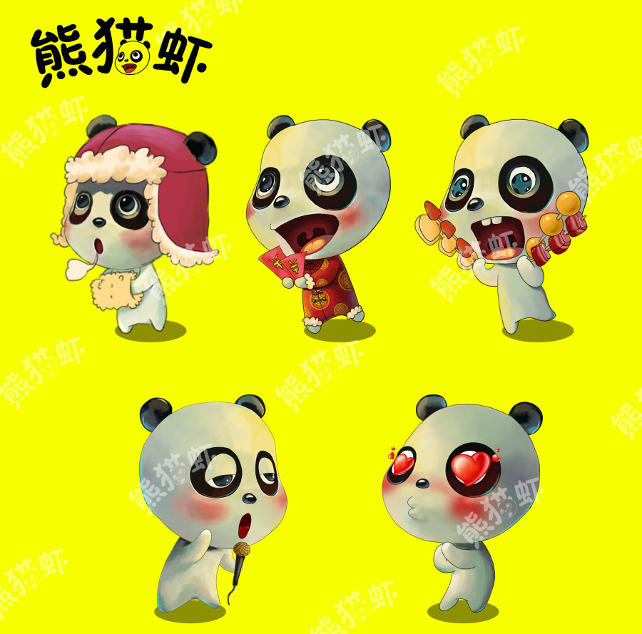 熊猫虾系列--表情|儿童插画|插画|熊猫虾 - 原创设