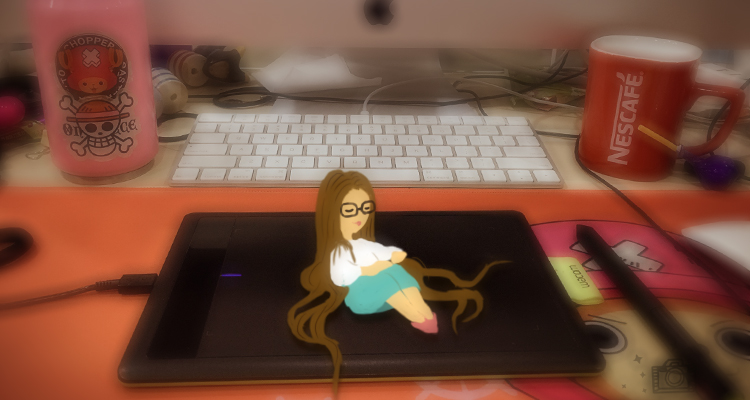 大龄文艺女青年的办公桌|绘画习作|插画|lushan