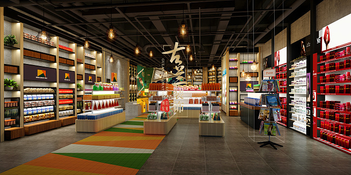 龙湖三千里进口食品超市-成都郫都区超市商铺装修设计
