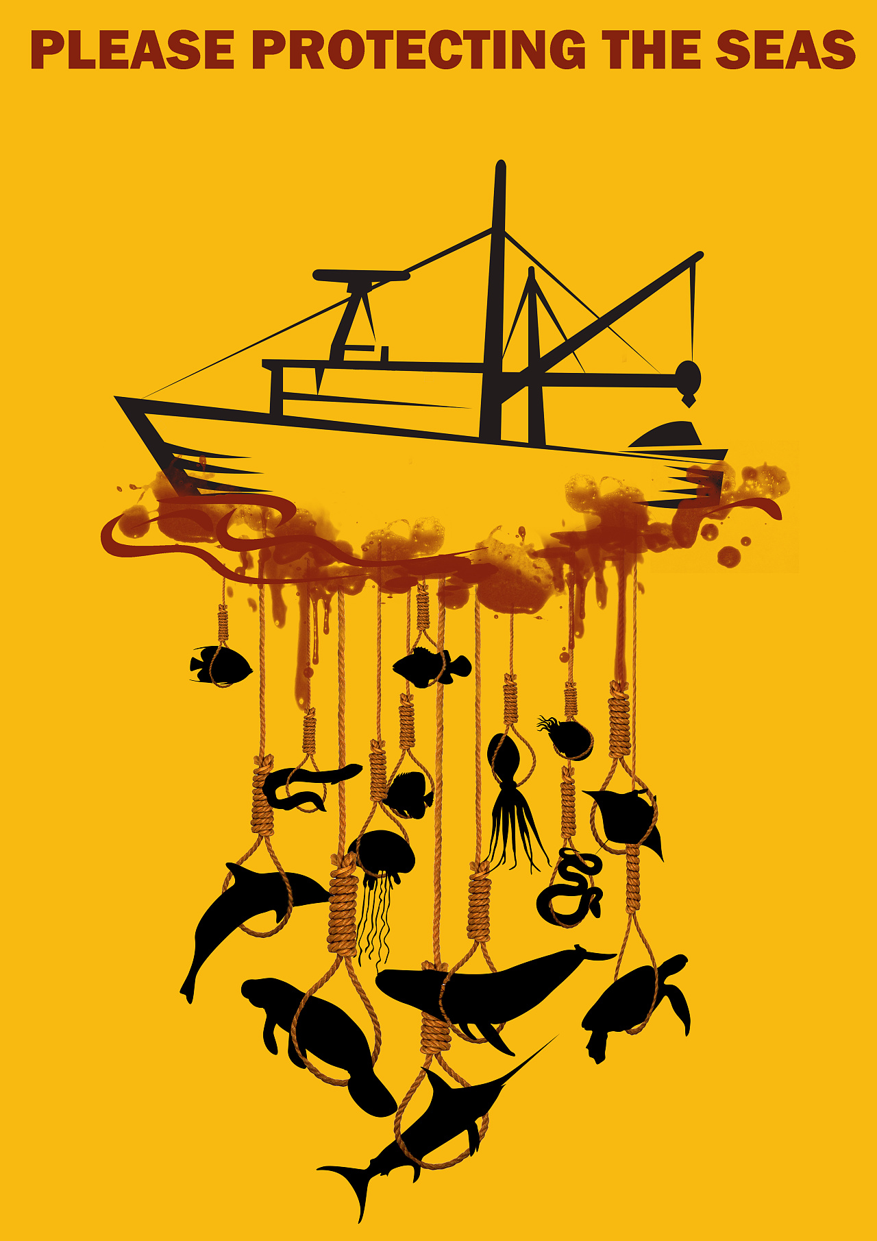 海洋公益海报|平面|海报|海獭潜艇 - 原创作品 - 站酷