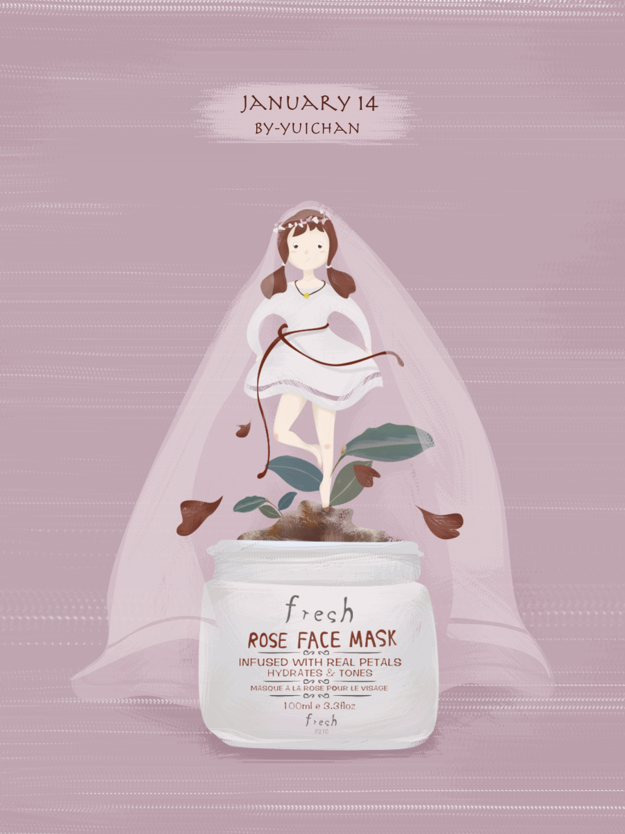 我喜欢的玫瑰面膜|绘画习作|插画|YUI_CHAN - 