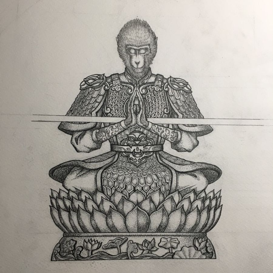 猴年贺图《斗战胜佛》|绘画习作|插画|超级鹿 -