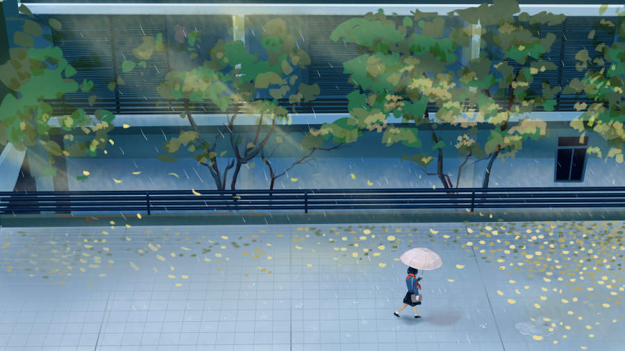 广美食堂路(雨过天晴)|商业插画|插画|小温同学