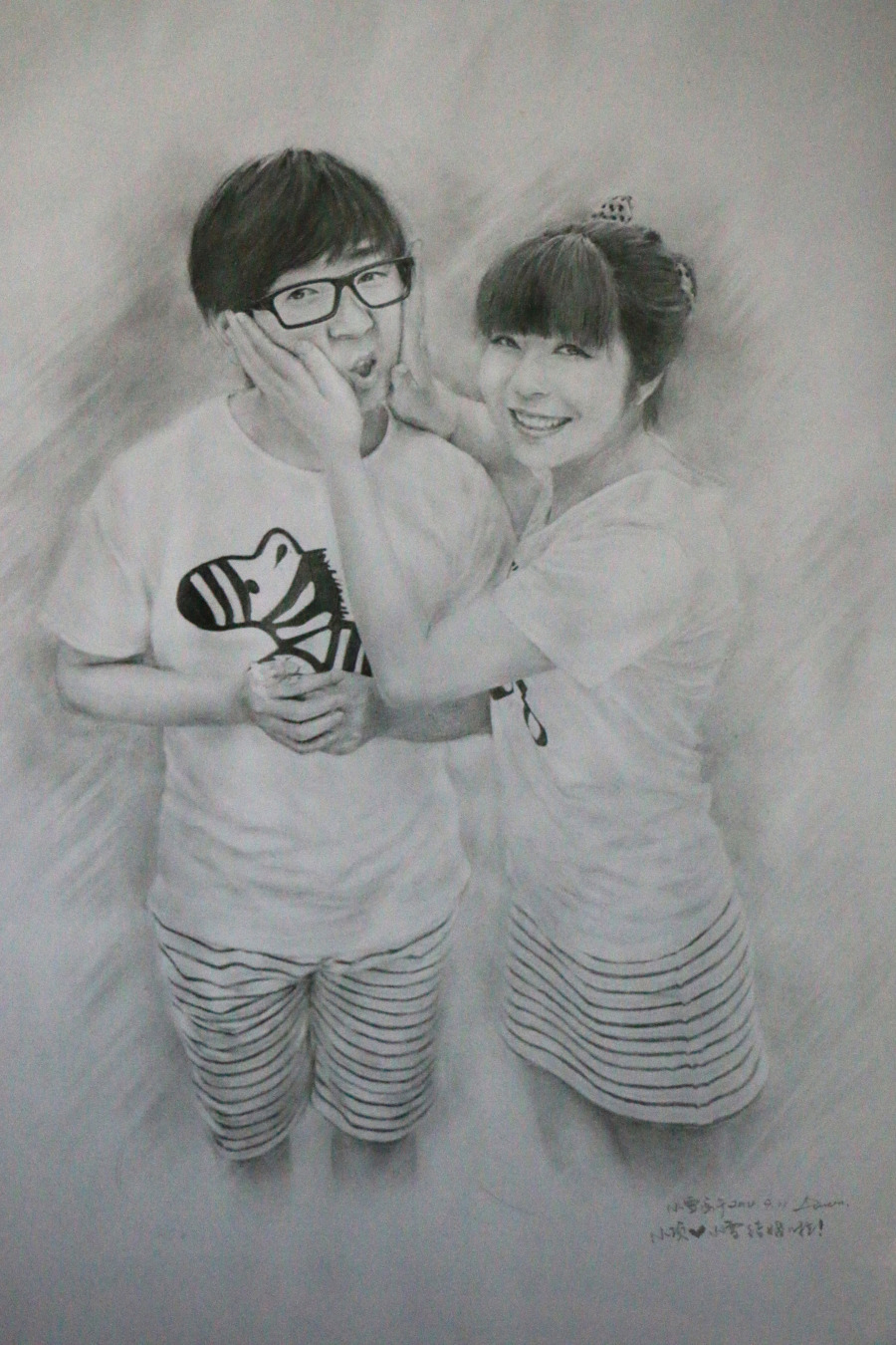 情侣照|素描|纯艺术|中娃雪子 - 原创设计作品 -
