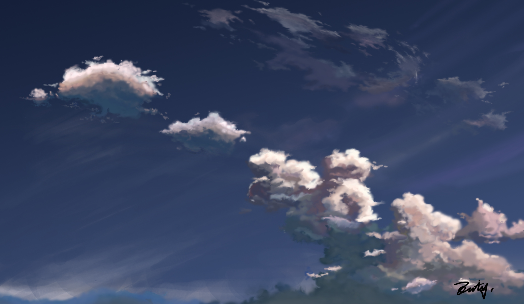 关于云场景绘画(有的是临摹新海诚的有的是原创)