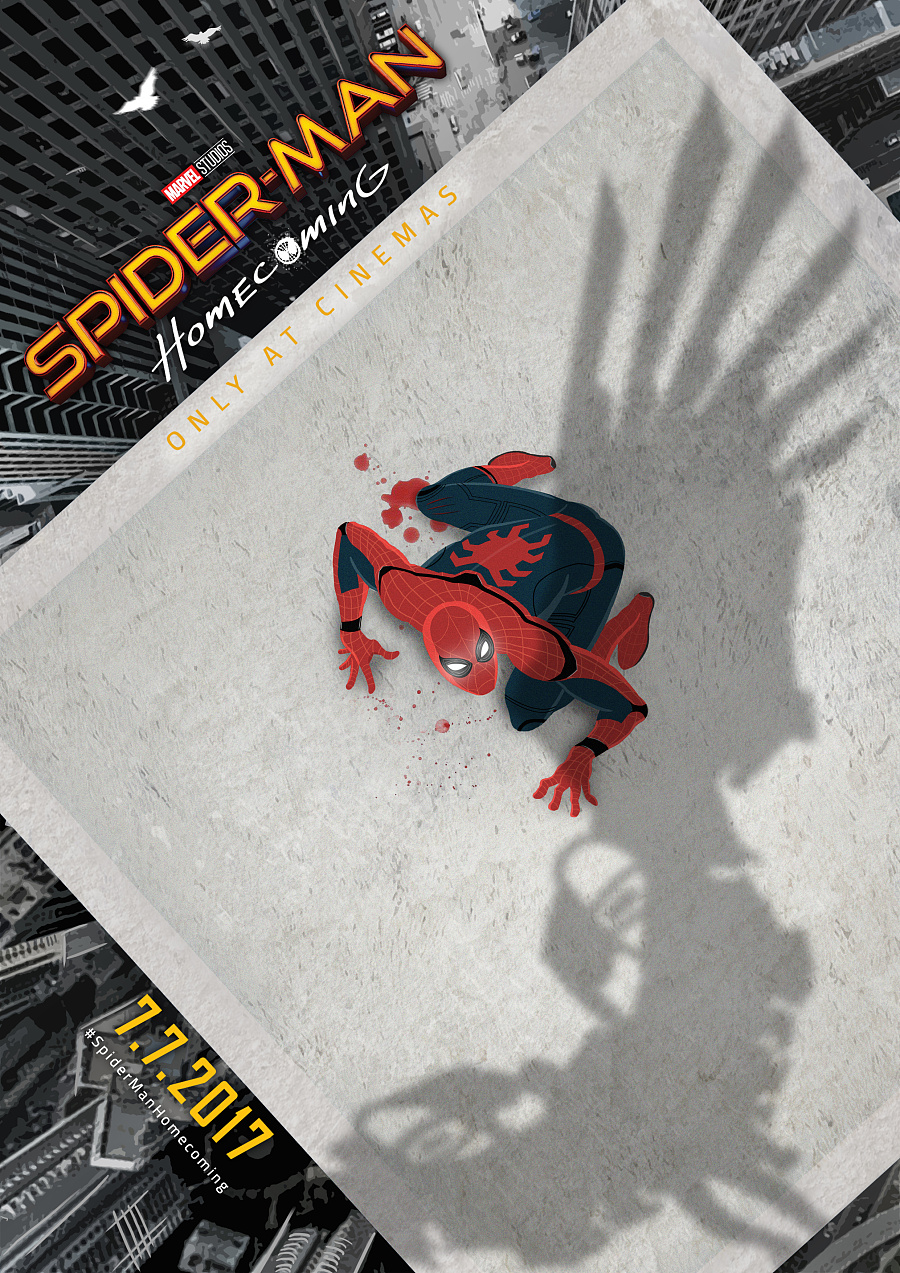 自制《蜘蛛侠:英雄归来》艺术海报|插画习作|插