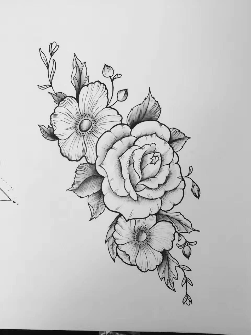 花纹身简笔画内容图片分享