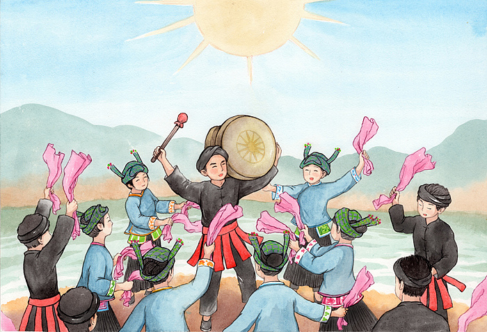 广西少数民族文化绘本壮族传统节日铜鼓