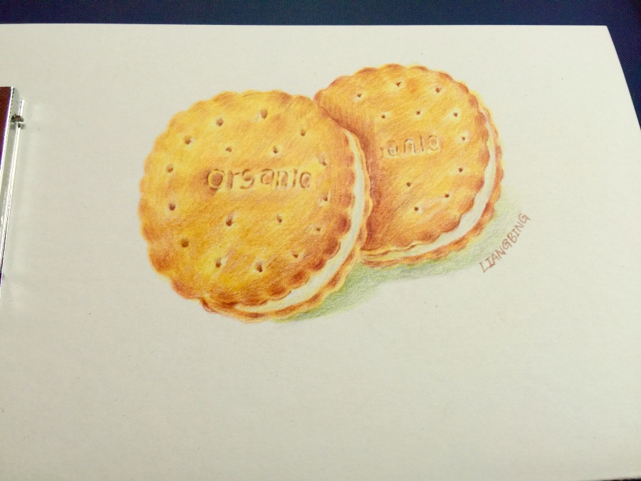 彩铅画奶油夹心饼干|彩铅|纯艺术|梁雨珊 - 原创