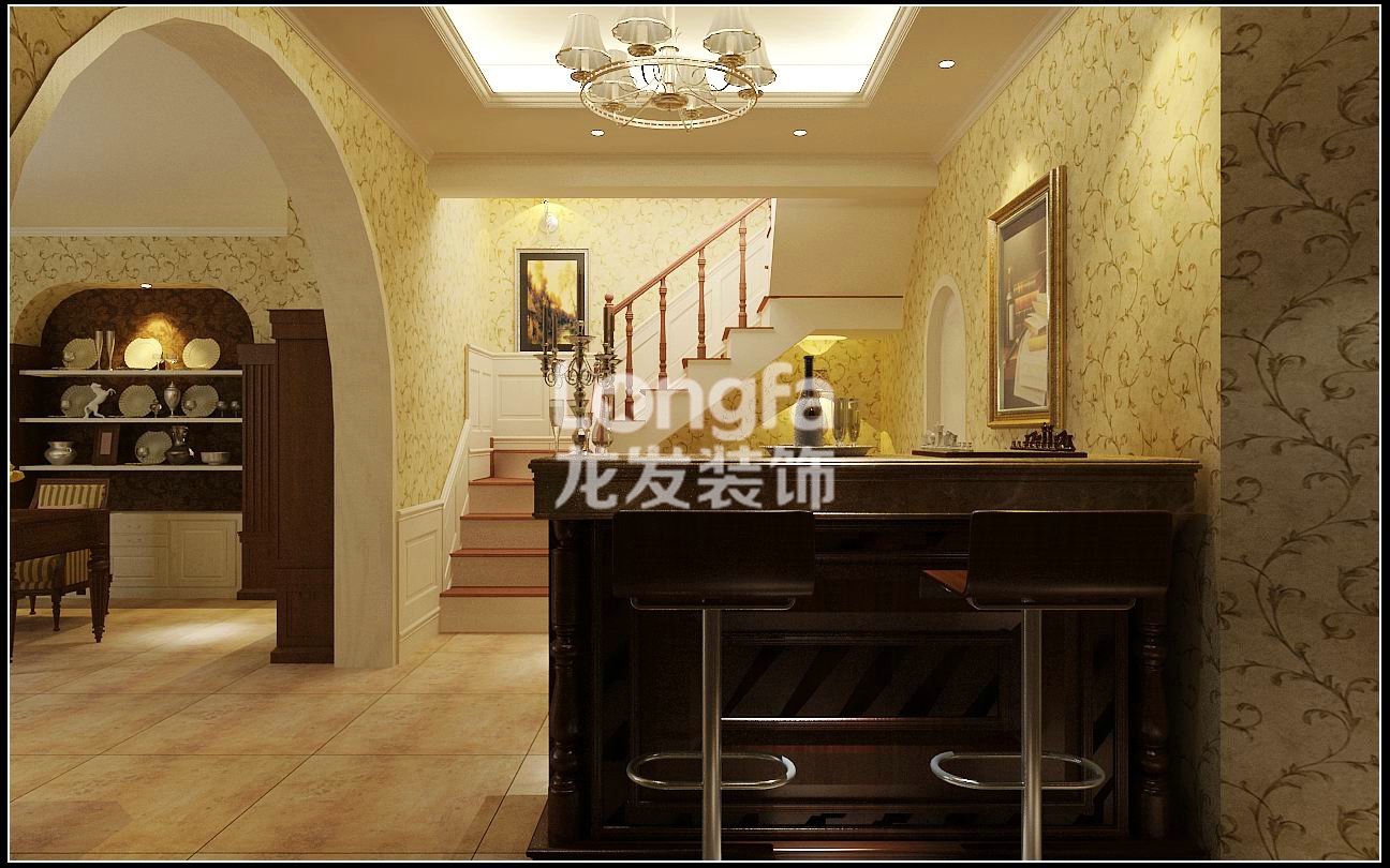石家庄江南风格450户型美式造型惬意电视装修效果图时尚大白案例墙不做新城背景墙6图片