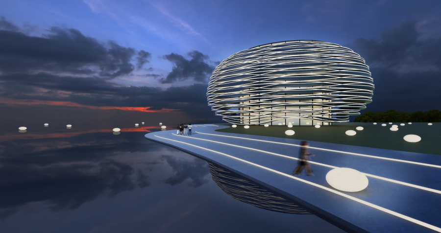 湖边建筑夜景表现|建筑设计|空间\/建筑|abcde1