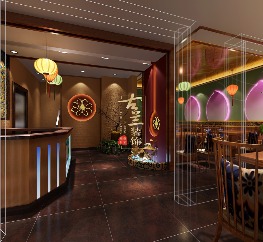 《玉林彩莲海鲜火锅店设计》海东火锅店设计|