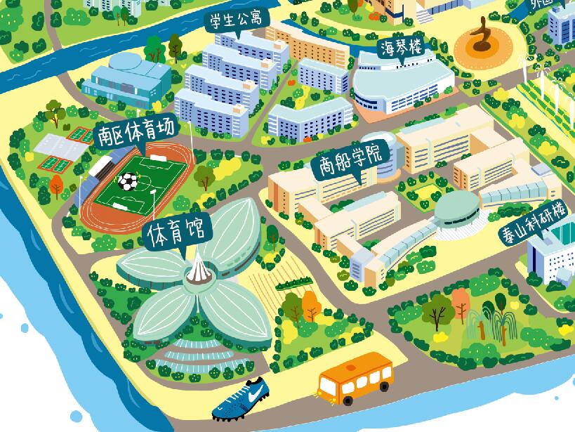 上海高校手绘地图|商业插画|插画|大凤在杭州 -