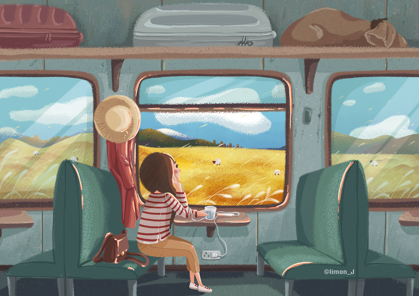 一个人旅行|插画|插画习作|limon_j杜鹃 - 原创