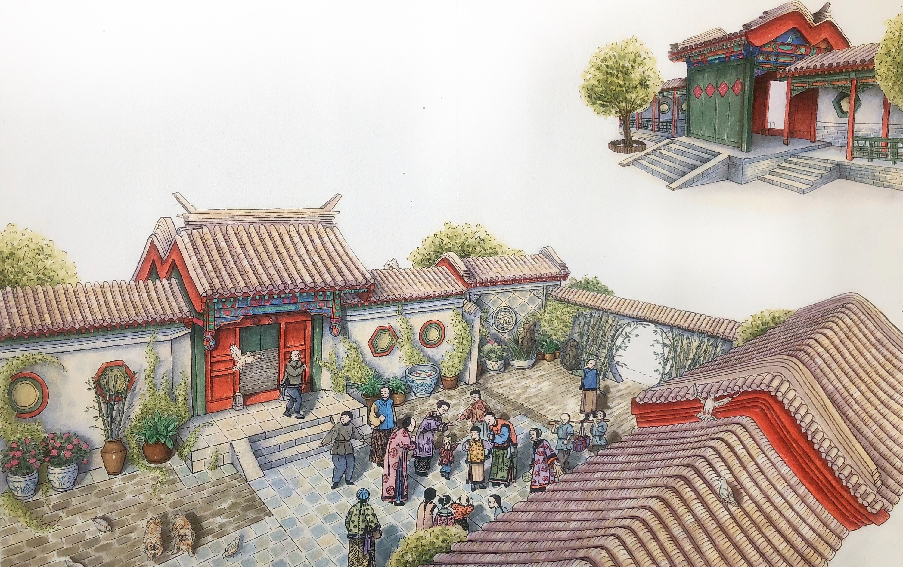 老北京的四合院|插画|绘本|引界ynje - 原创作品