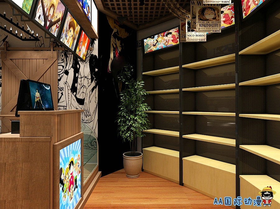动漫主题奶茶店 动漫主题餐厅3D设计|室内设计