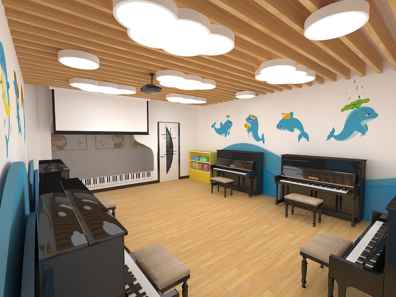学校儿童音乐教室，钢琴教室3d模型下载-【集简空间】「每日更新」