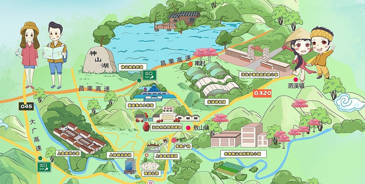 5a风景区国家旅游手绘地图语音导览图绘制
