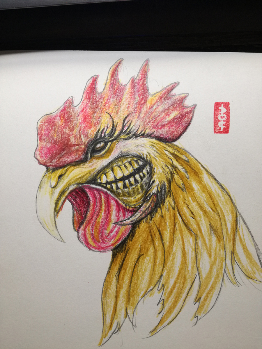 2017鸡年纹身手稿|涂鸦\/潮流|插画|C6H12O6 -