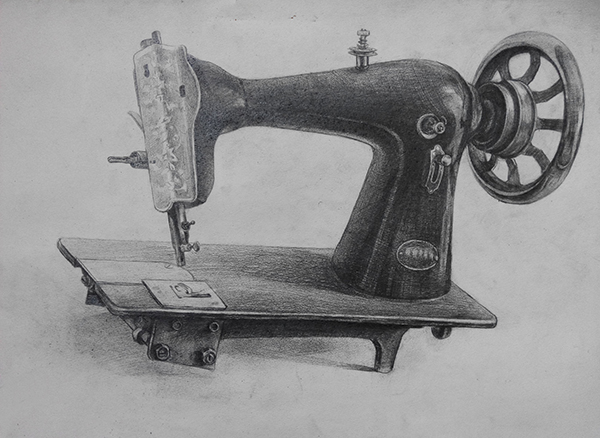 老旧的缝纫机|纯艺术|素描|沙县点艺画室 - 原创作品