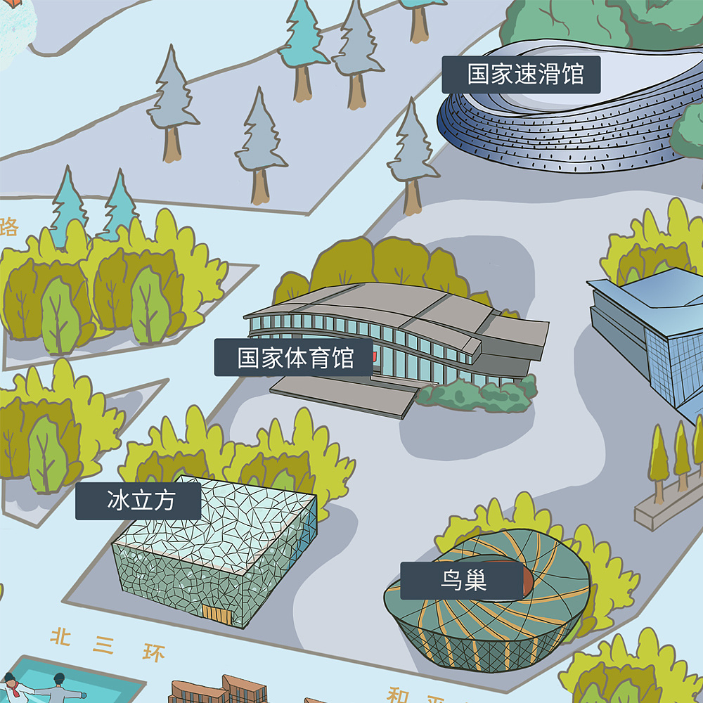 北京冬奥会场馆地图|插画|商业插画|big武 - 原创作品