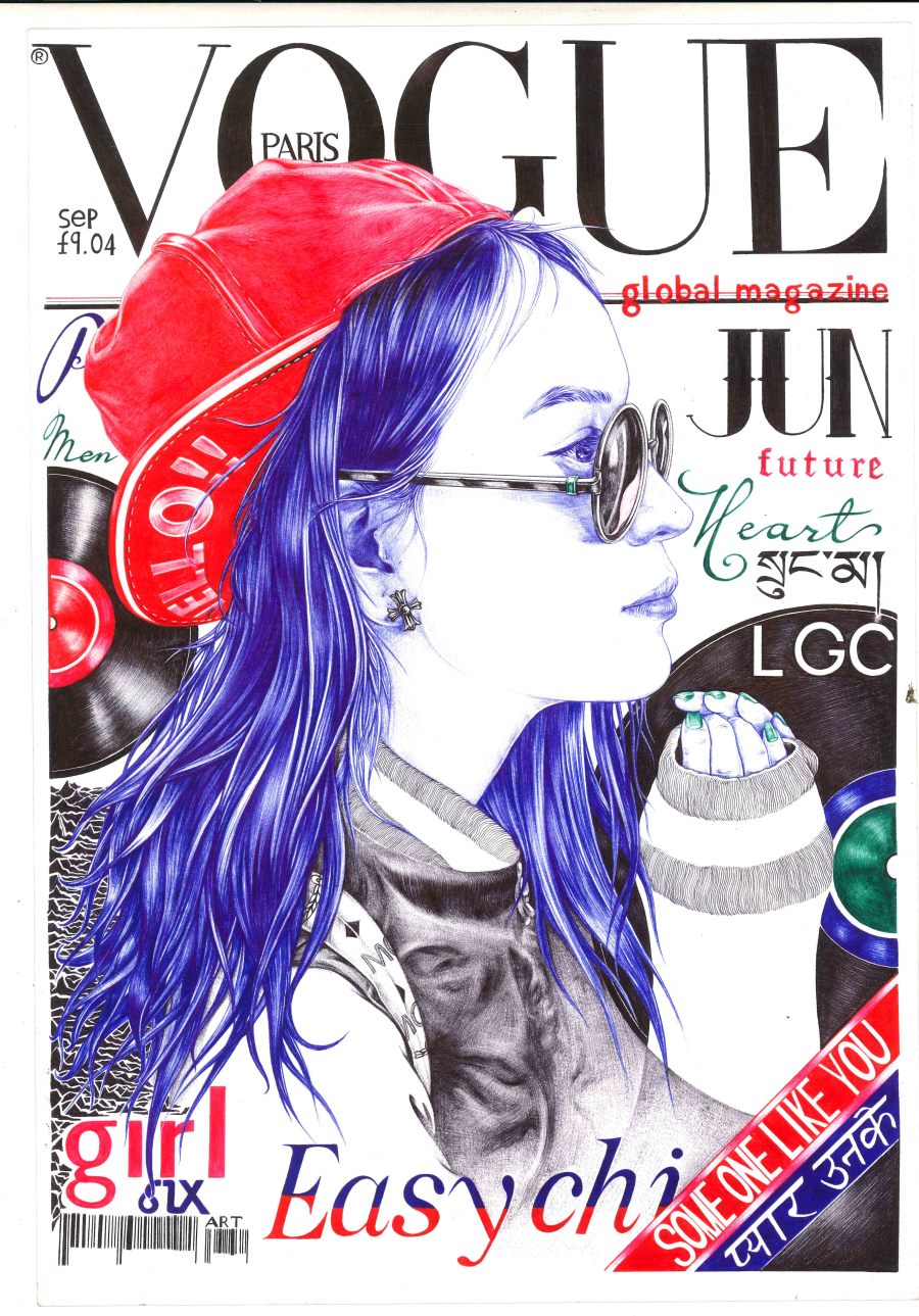 《VOGUE》 杂志封面彩色手绘|商业插画|插画