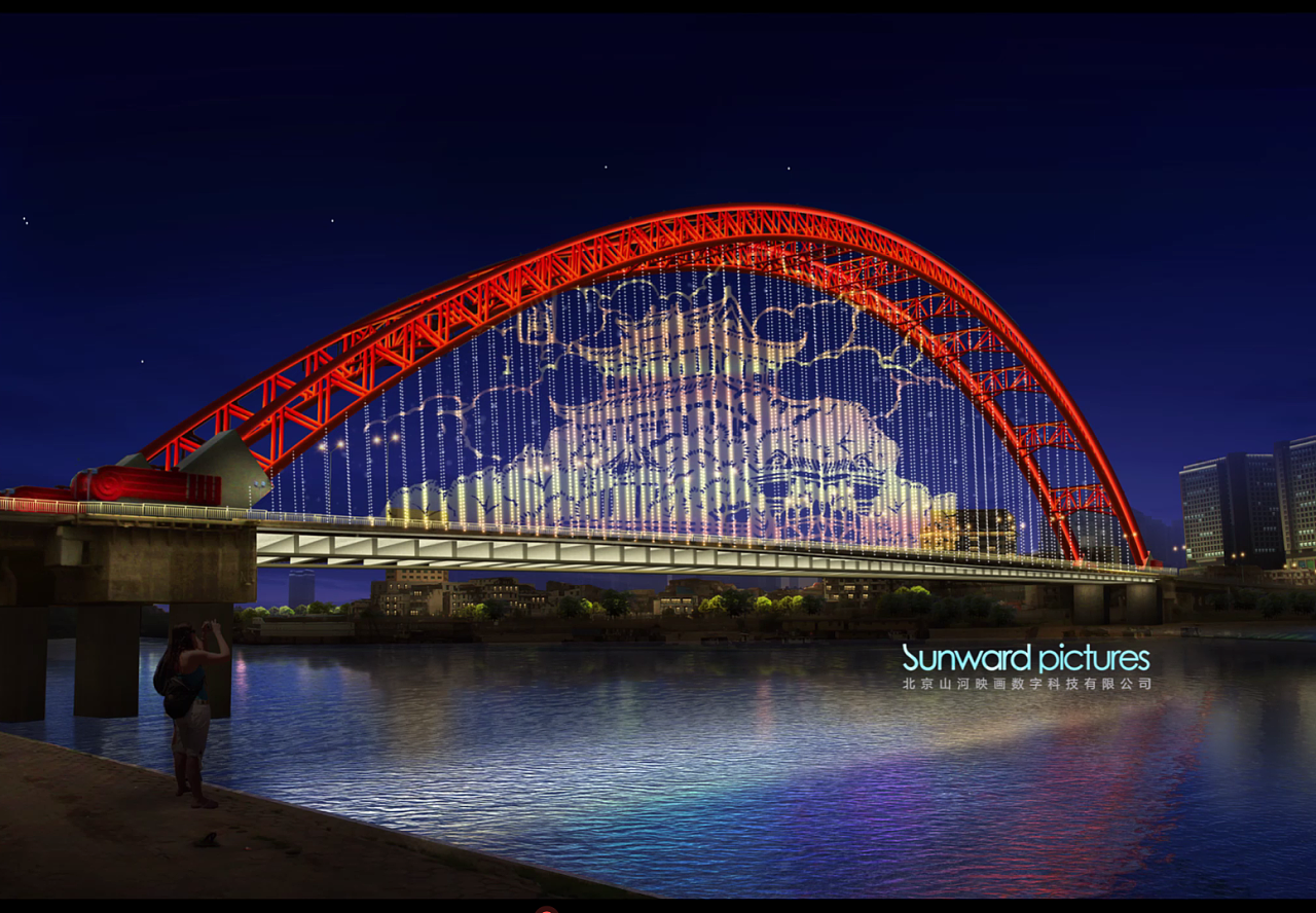 晴川桥夜景灯光秀效果方案
