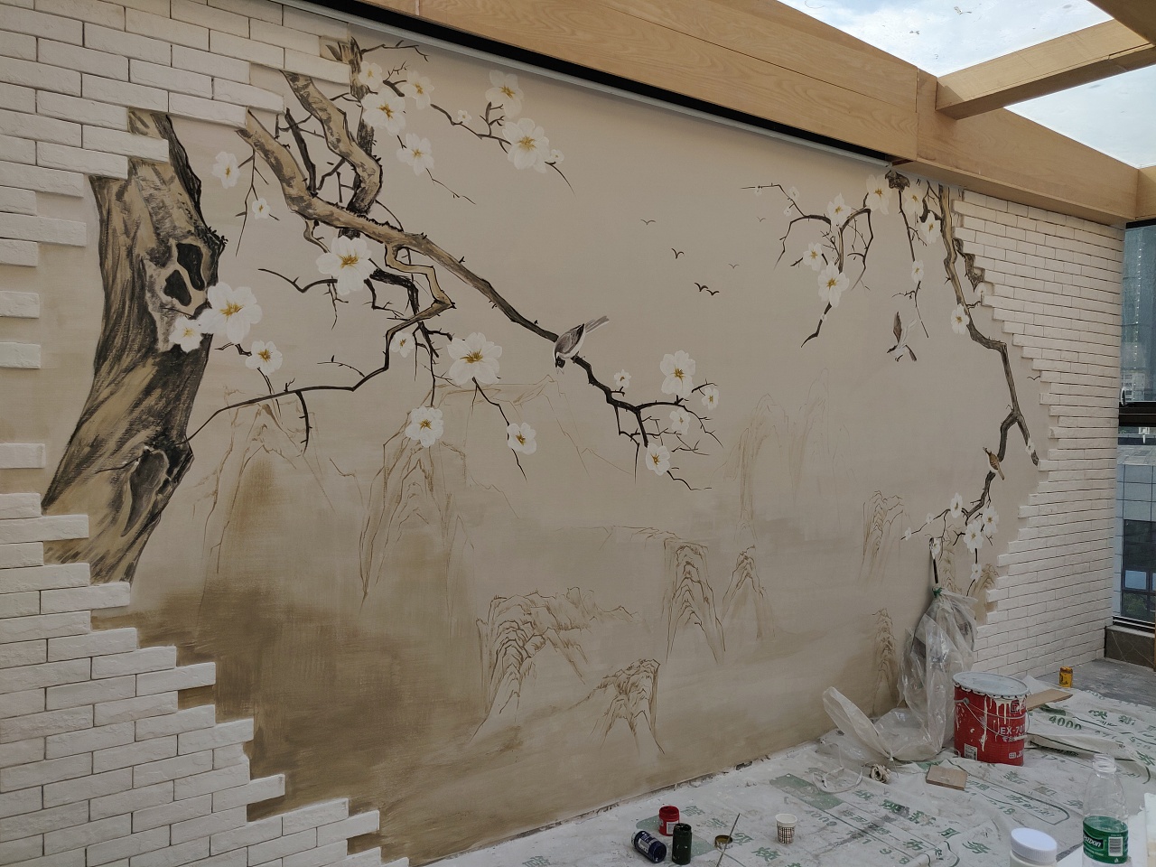 中式壁画|其他|墙绘/立体画|7colours工作室 - 原创