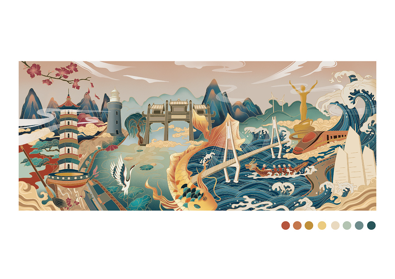 《湛风拂城》湛江文创插画